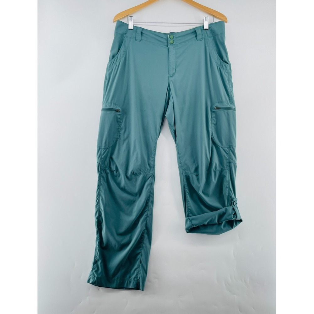 LL Bean Women Utility‎ Cargo Pants Size 14 Green Convertible Shorts Nylon Trek